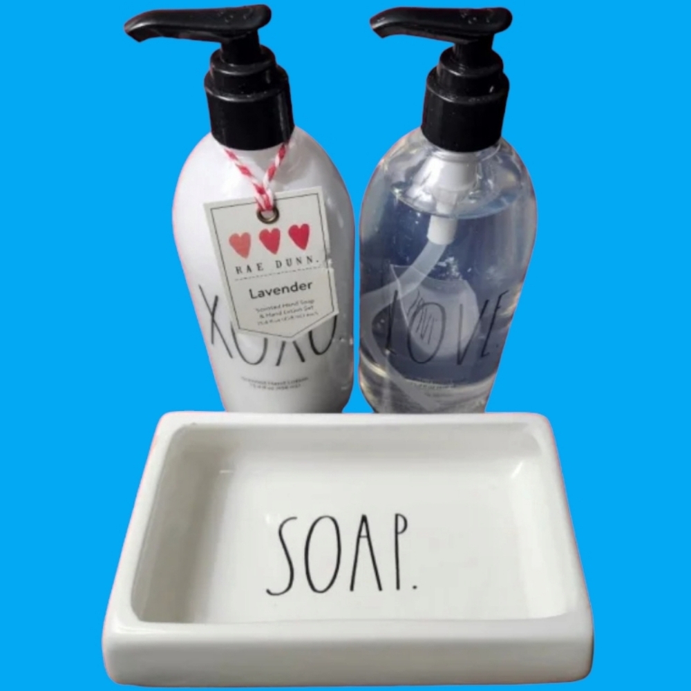NWT Rae Dunn Lavender Hand Soap And Lotion Set - Picture 2 of 3